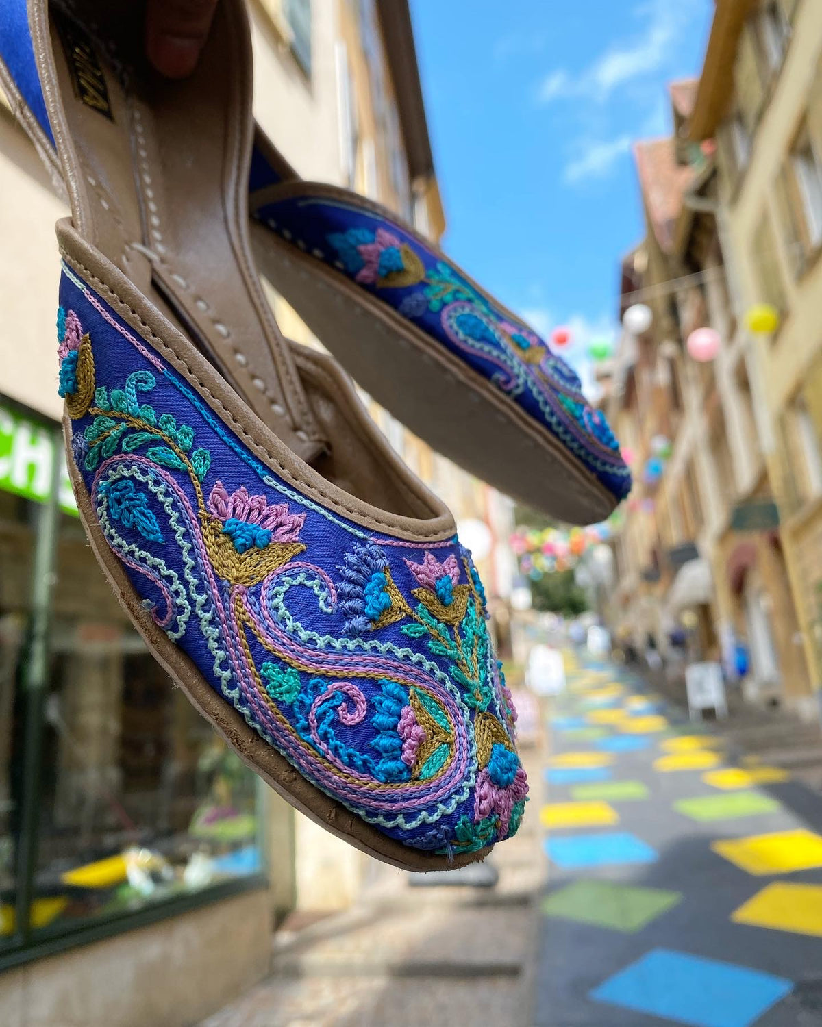 SOMA KASHMIRA Blue handmade jutti for weddings and Eid