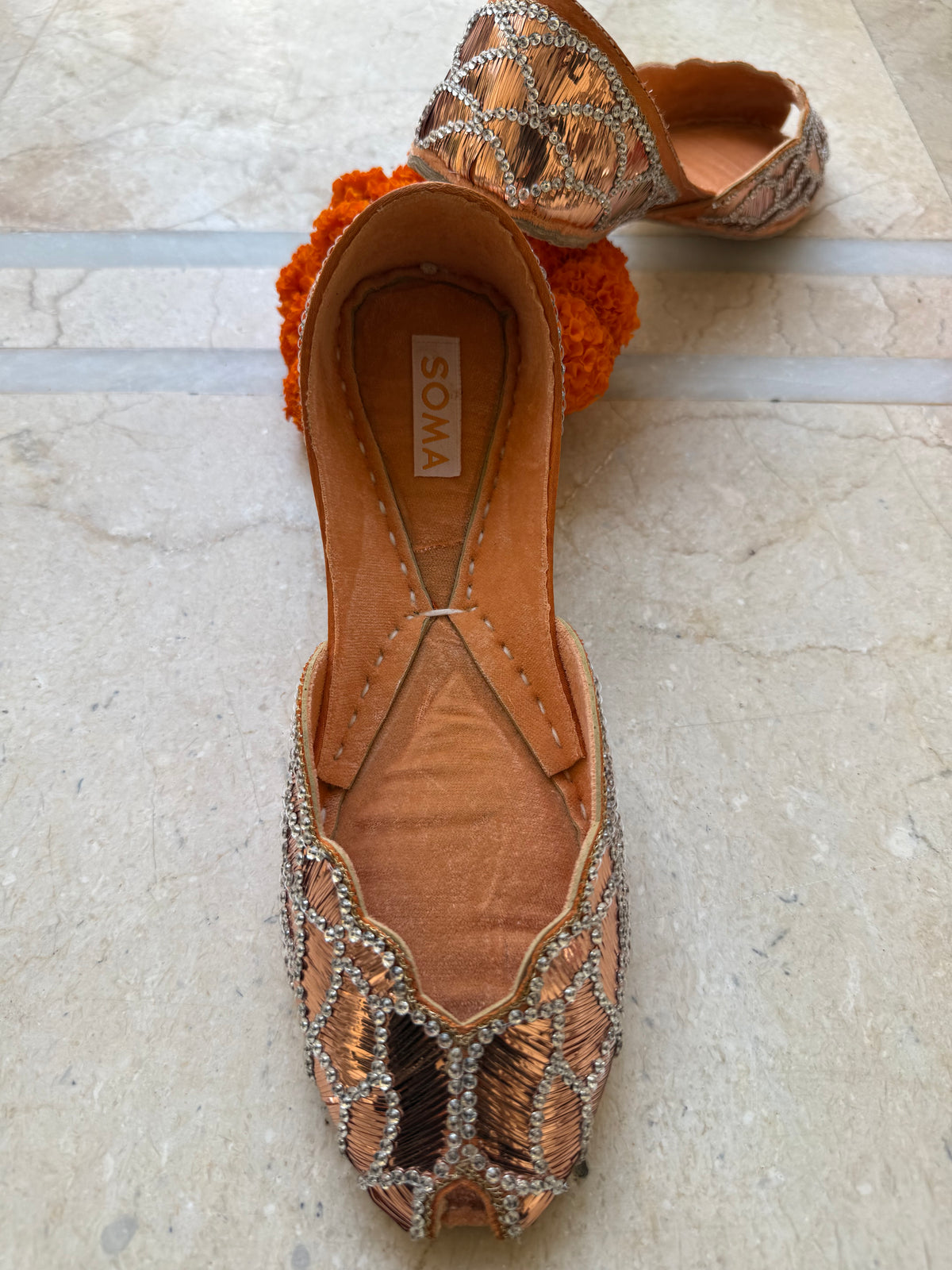 SOMA RAUNAK peep-toe mukesh jutti for weddings and Eid