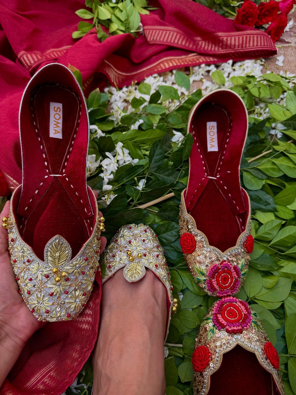 SOMA CHAMELI handmade gota jutti for brides and mehndi