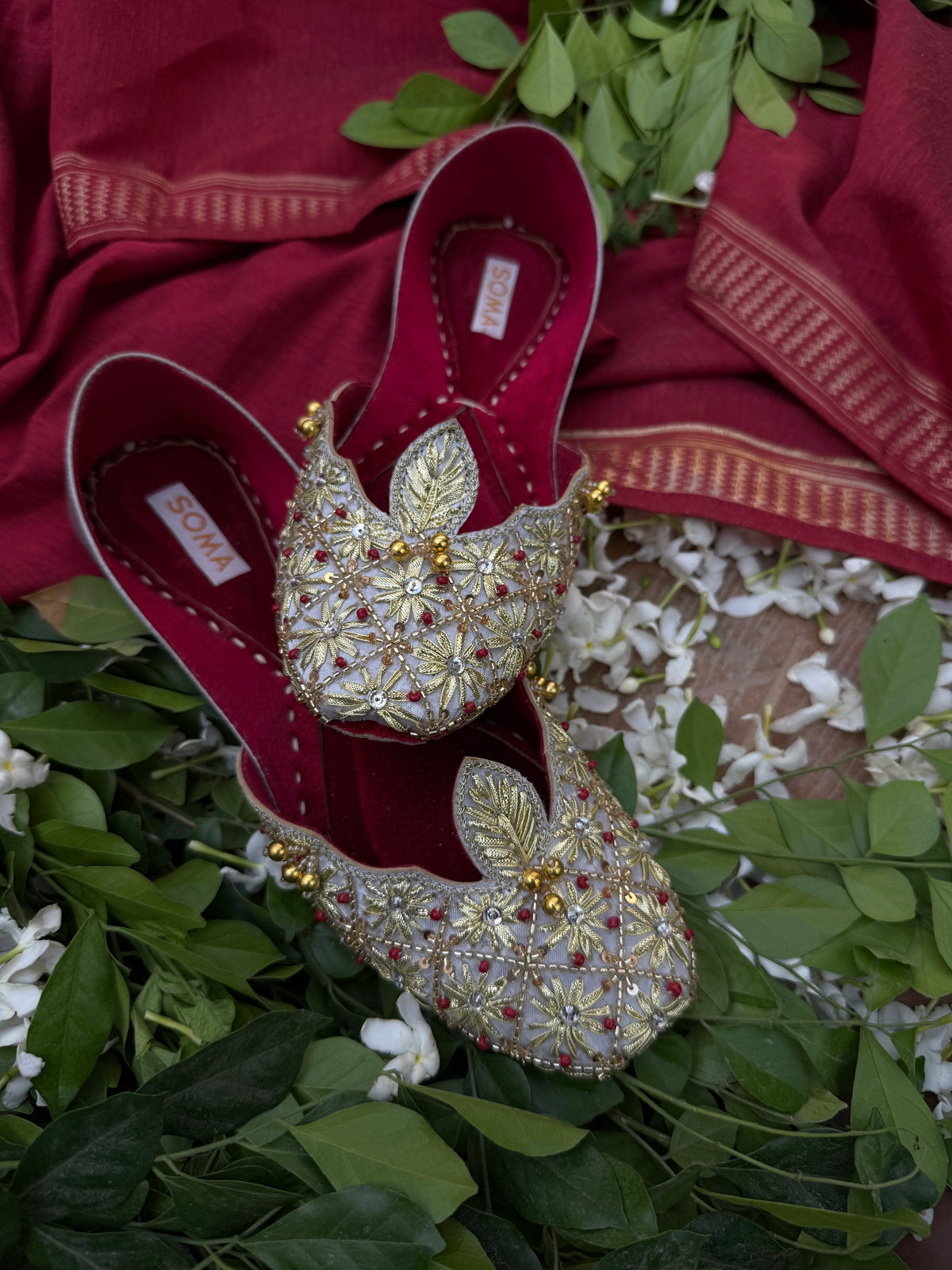 CHAMELI gota khussa with sequins and ghungroo, by SOMA