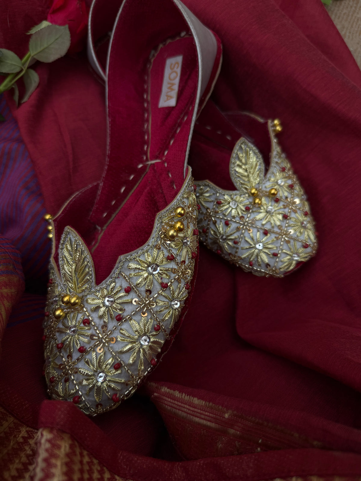 SOMA CHAMELI handmade gota jutti for brides and mehndi