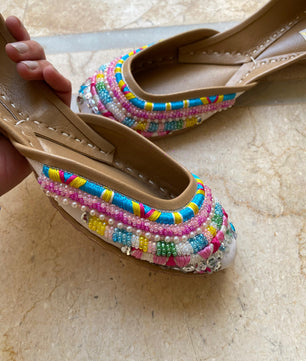 Multi Blue Beads Khussa