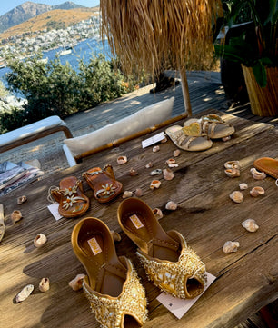 NAFEESA handmade peep-toe wedding khussa with gota work, SOMA