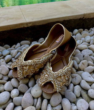 NAFEESA handmade peep-toe wedding khussa with gota work, SOMA